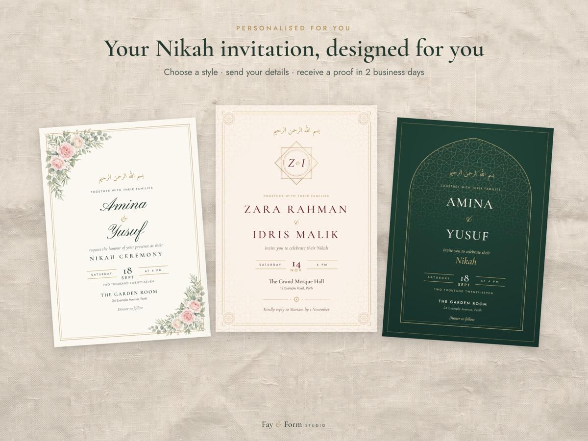 Personalised Nikah Invitation Designed for You